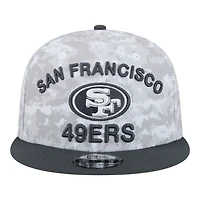 San Francisco 49ers White Camo and Graphite 2024 NFL Salute to Service New Era 9FIFTY Snapback Hat