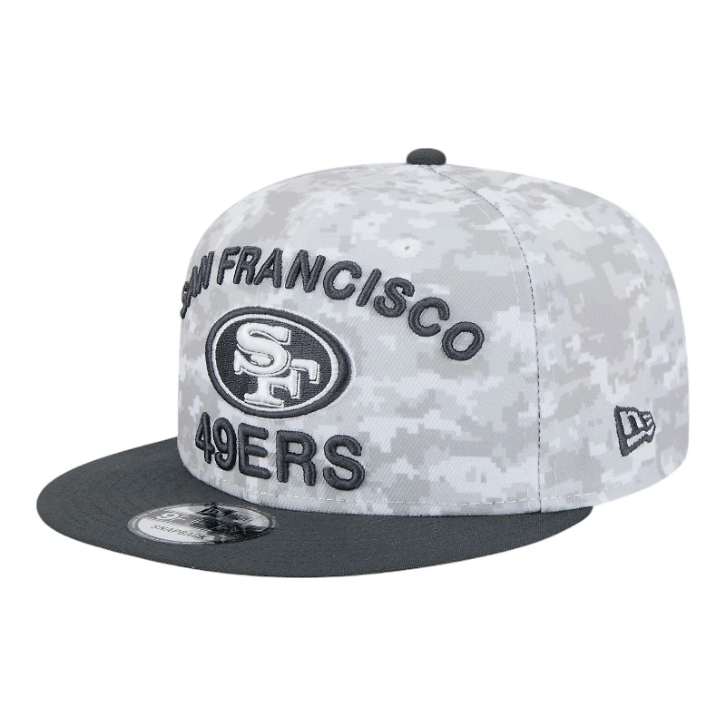 San Francisco 49ers White Camo and Graphite 2024 NFL Salute to Service New Era 9FIFTY Snapback Hat