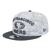 San Francisco 49ers White Camo and Graphite 2024 NFL Salute to Service New Era 9FIFTY Snapback Hat