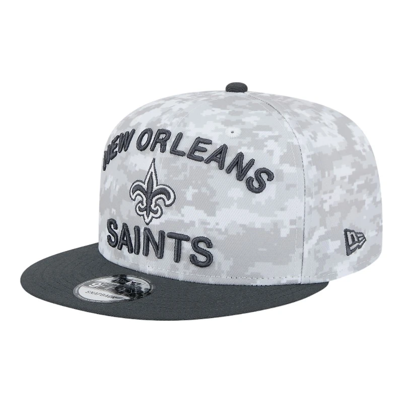 New Orleans Saints White Camo and Graphite 2024 NFL Salute to Service New Era 9FIFTY Snapback Hat