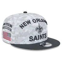 New Orleans Saints White Camo and Graphite 2024 NFL Salute to Service New Era 9FIFTY Snapback Hat