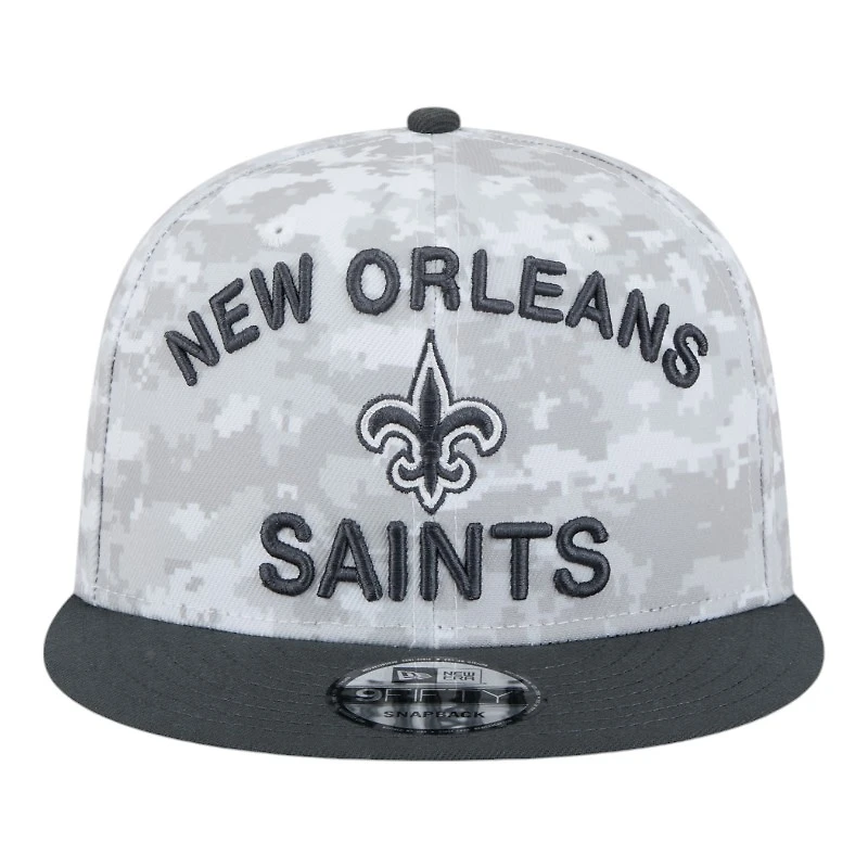 New Orleans Saints White Camo and Graphite 2024 NFL Salute to Service New Era 9FIFTY Snapback Hat