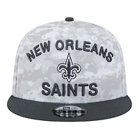 New Orleans Saints White Camo and Graphite 2024 NFL Salute to Service New Era 9FIFTY Snapback Hat