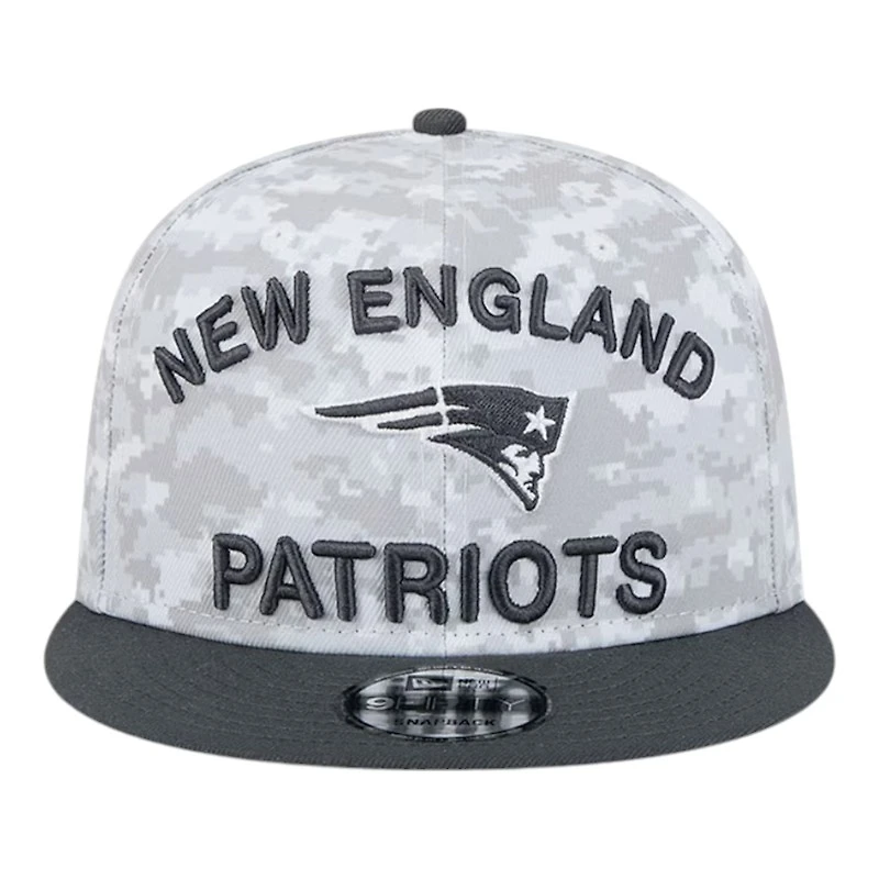 New England Patriots White Camo and Graphite 2024 NFL Salute to Service New Era 9FIFTY Snapback Hat