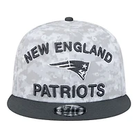 New England Patriots White Camo and Graphite 2024 NFL Salute to Service New Era 9FIFTY Snapback Hat