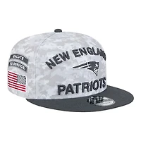 New England Patriots White Camo and Graphite 2024 NFL Salute to Service New Era 9FIFTY Snapback Hat