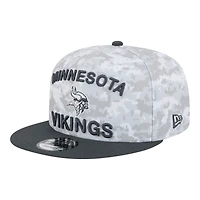 Minnesota Vikings White Camo and Graphite 2024 NFL Salute to Service New Era 9FIFTY Snapback Hat