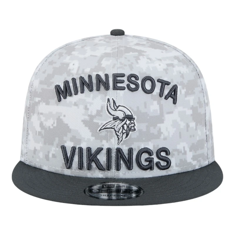 Minnesota Vikings White Camo and Graphite 2024 NFL Salute to Service New Era 9FIFTY Snapback Hat