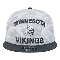 Minnesota Vikings White Camo and Graphite 2024 NFL Salute to Service New Era 9FIFTY Snapback Hat
