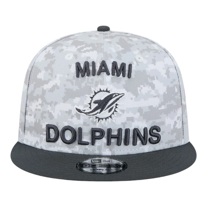 Miami Dolphins White Camo and Graphite 2024 NFL Salute to Service New Era 9FIFTY Snapback Hat