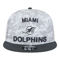 Miami Dolphins White Camo and Graphite 2024 NFL Salute to Service New Era 9FIFTY Snapback Hat