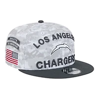Los Angeles Chargers White Camo and Graphite 2024 NFL Salute to Service New Era 9FIFTY Snapback Hat
