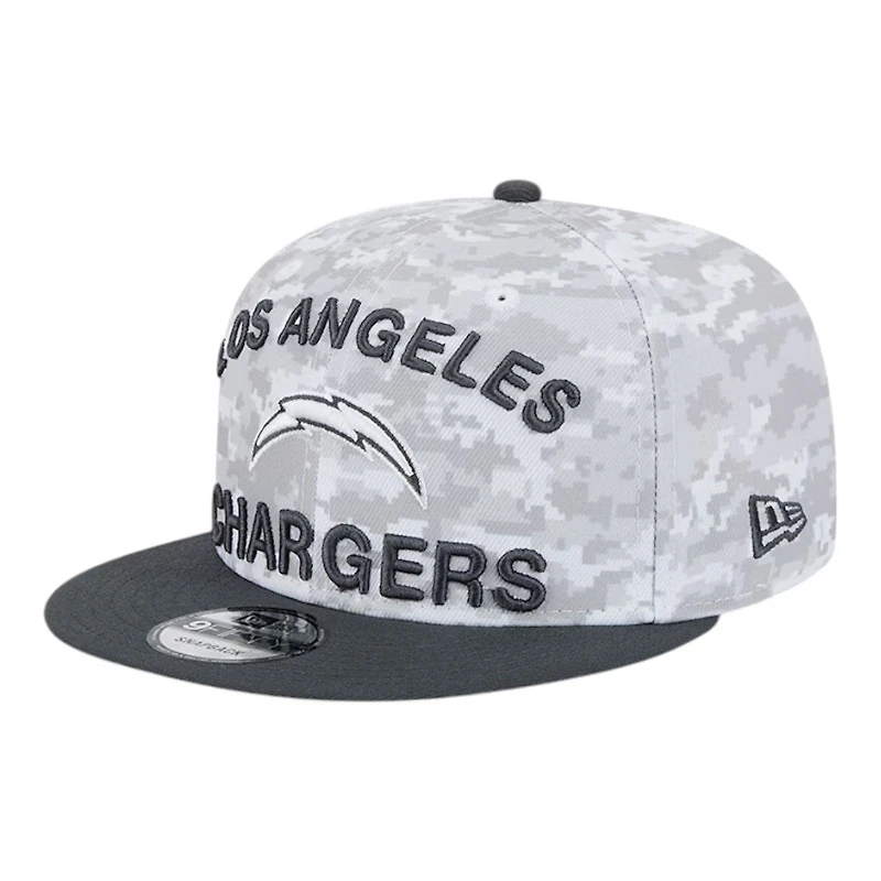 Los Angeles Chargers White Camo and Graphite 2024 NFL Salute to Service New Era 9FIFTY Snapback Hat