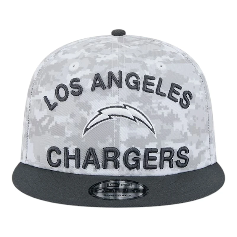 Los Angeles Chargers White Camo and Graphite 2024 NFL Salute to Service New Era 9FIFTY Snapback Hat