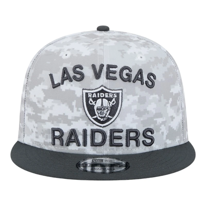 Las Vegas Raiders White Camo and Graphite 2024 NFL Salute to Service New Era 9FIFTY Snapback Hat