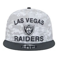 Las Vegas Raiders White Camo and Graphite 2024 NFL Salute to Service New Era 9FIFTY Snapback Hat