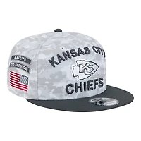 Kansas City Chiefs White Camo and Graphite 2024 NFL Salute to Service New Era 9FIFTY Snapback Hat