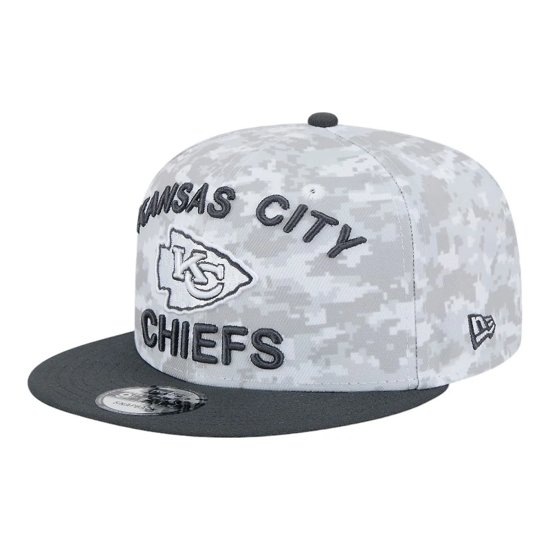 Kansas City Chiefs White Camo and Graphite 2024 NFL Salute to Service New Era 9FIFTY Snapback Hat