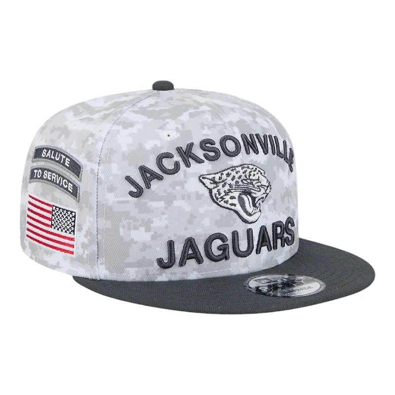 Jacksonville Jaguars White Camo and Graphite 2024 NFL Salute to Service New Era 9FIFTY Snapback Hat