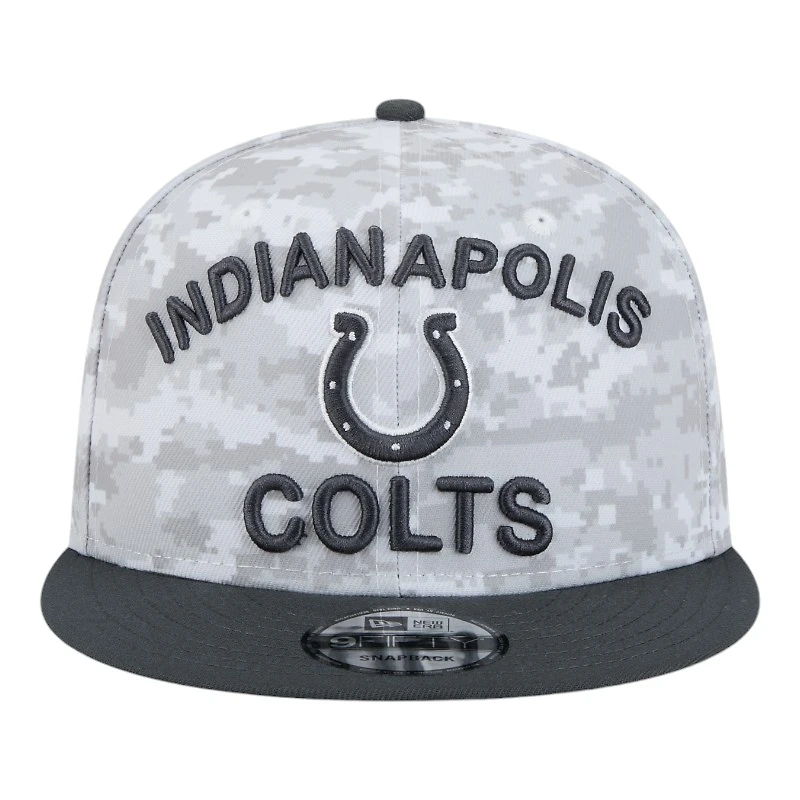Indianapolis Colts White Camo and Graphite 2024 NFL Salute to Service New Era 9FIFTY Snapback Hat