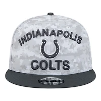 Indianapolis Colts White Camo and Graphite 2024 NFL Salute to Service New Era 9FIFTY Snapback Hat