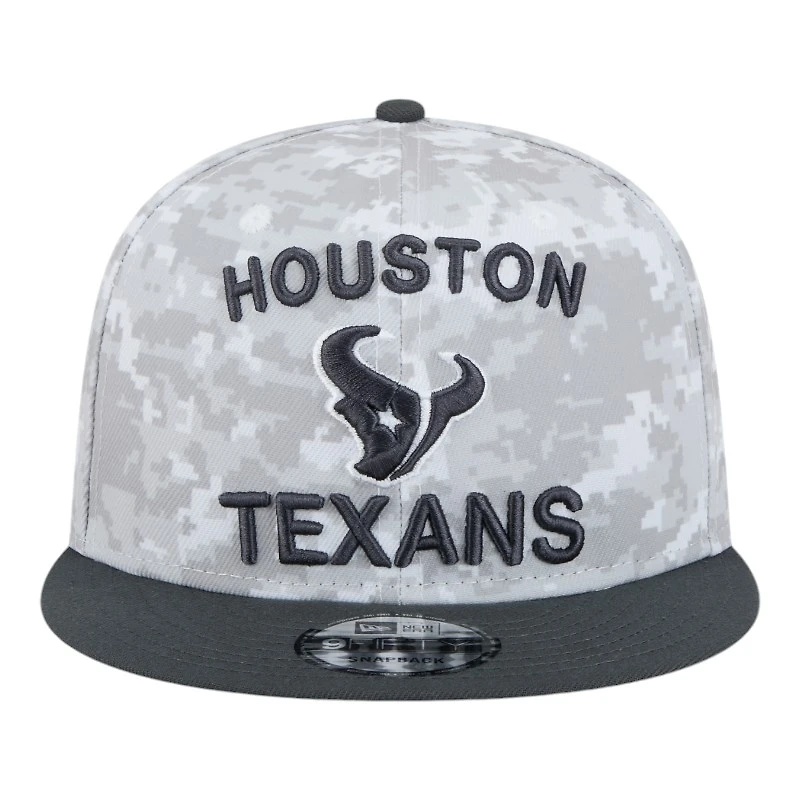 Houston Texans White Camo and Graphite 2024 NFL Salute to Service New Era 9FIFTY Snapback Hat