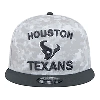 Houston Texans White Camo and Graphite 2024 NFL Salute to Service New Era 9FIFTY Snapback Hat