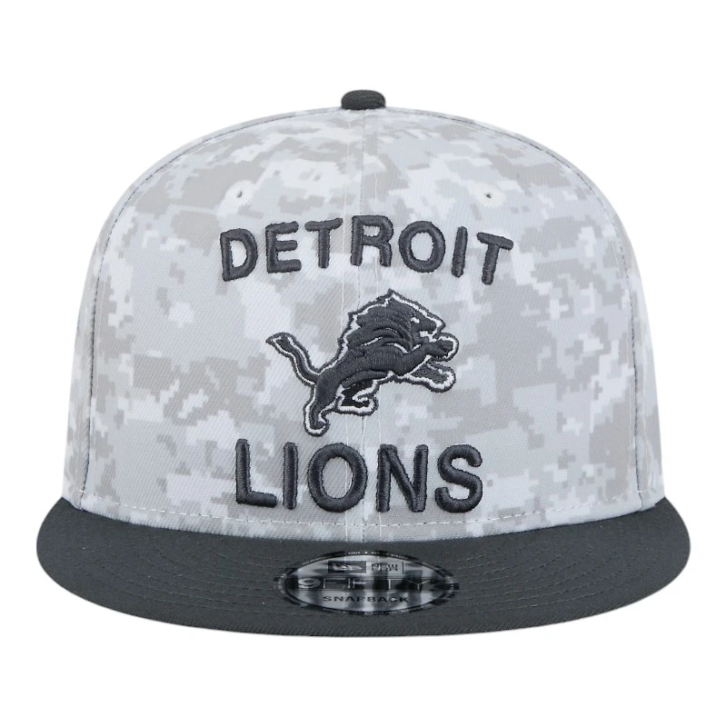 Detroit Lions White Camo and Graphite 2024 NFL Salute to Service New Era 9FIFTY Snapback Hat