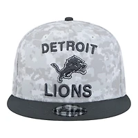 Detroit Lions White Camo and Graphite 2024 NFL Salute to Service New Era 9FIFTY Snapback Hat