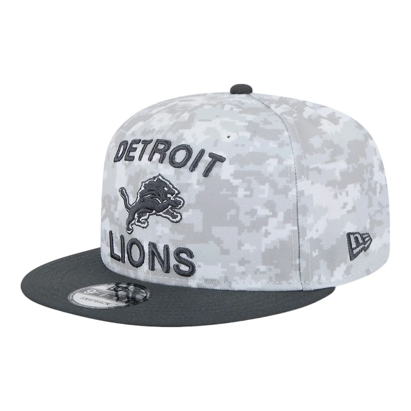 Detroit Lions White Camo and Graphite 2024 NFL Salute to Service New Era 9FIFTY Snapback Hat