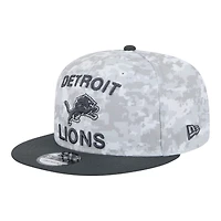 Detroit Lions White Camo and Graphite 2024 NFL Salute to Service New Era 9FIFTY Snapback Hat