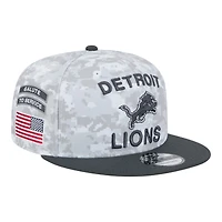 Detroit Lions White Camo and Graphite 2024 NFL Salute to Service New Era 9FIFTY Snapback Hat