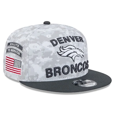 Denver Broncos White Camo and Graphite 2024 NFL Salute to Service New Era 9FIFTY Snapback Hat