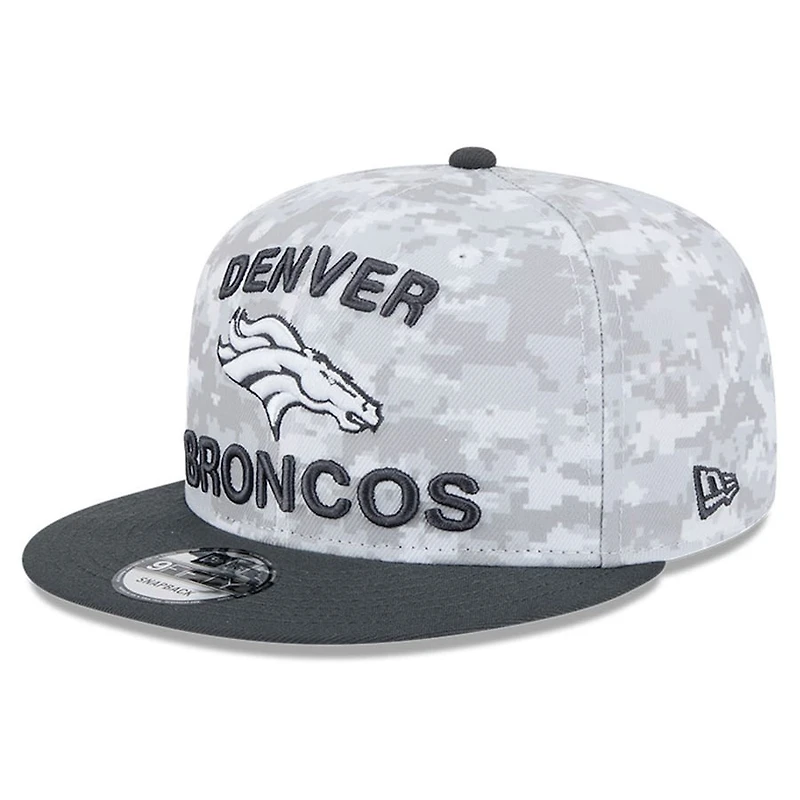 Denver Broncos White Camo and Graphite 2024 NFL Salute to Service New Era 9FIFTY Snapback Hat