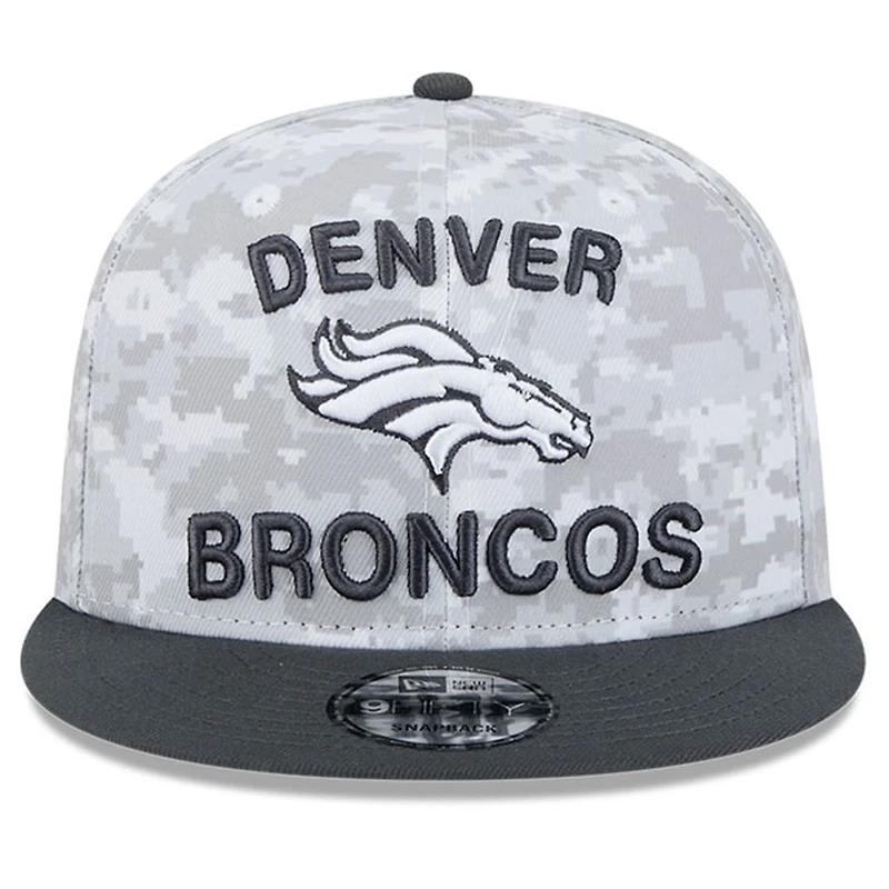 Denver Broncos White Camo and Graphite 2024 NFL Salute to Service New Era 9FIFTY Snapback Hat