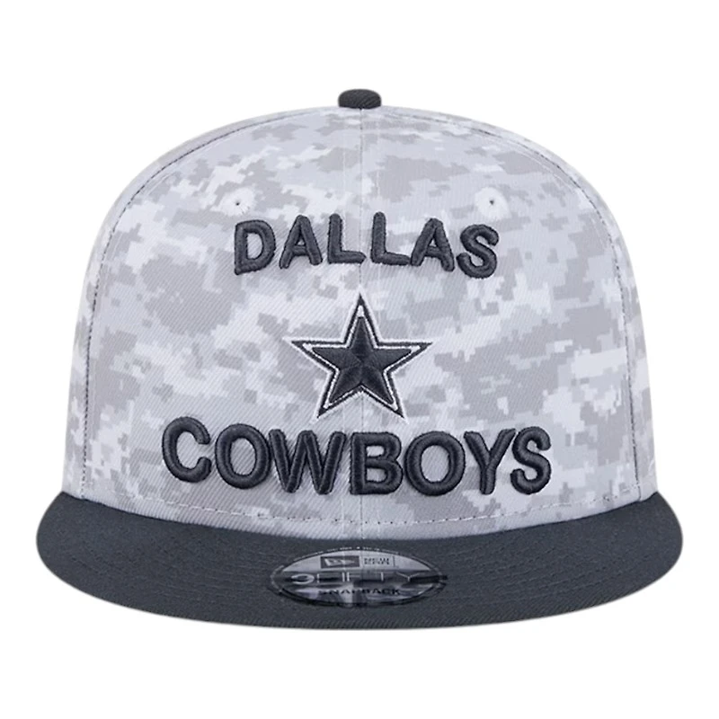 Dallas Cowboys White Camo and Graphite 2024 NFL Salute to Service New Era 9FIFTY Snapback Hat