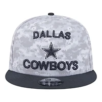 Dallas Cowboys White Camo and Graphite 2024 NFL Salute to Service New Era 9FIFTY Snapback Hat