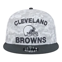 Cleveland Browns White Camo and Graphite 2024 NFL Salute to Service New Era 9FIFTY Snapback Hat