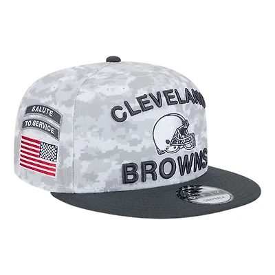 Cleveland Browns White Camo and Graphite 2024 NFL Salute to Service New Era 9FIFTY Snapback Hat