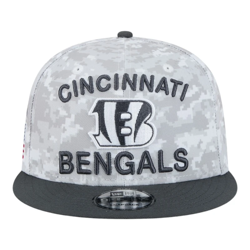 Cincinnati Bengals White Camo and Graphite 2024 NFL Salute to Service New Era 9FIFTY Snapback Hat