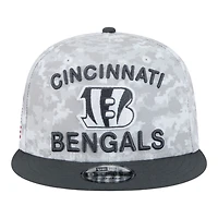 Cincinnati Bengals White Camo and Graphite 2024 NFL Salute to Service New Era 9FIFTY Snapback Hat