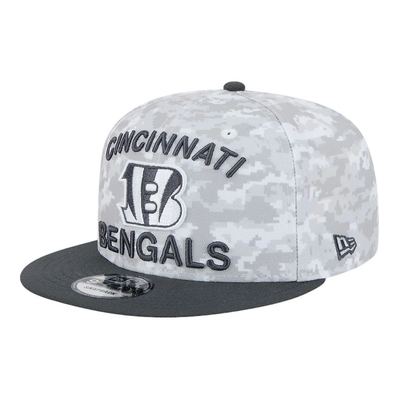 Cincinnati Bengals White Camo and Graphite 2024 NFL Salute to Service New Era 9FIFTY Snapback Hat