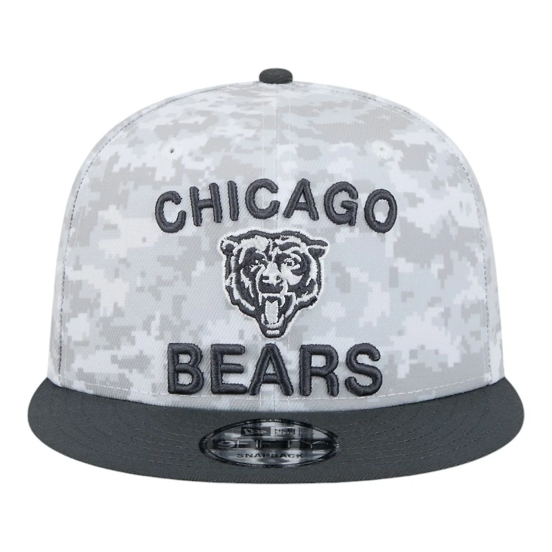 Chicago Bears White Camo and Graphite 2024 NFL Salute to Service New Era 9FIFTY Snapback Hat