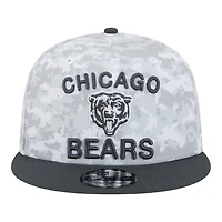 Chicago Bears White Camo and Graphite 2024 NFL Salute to Service New Era 9FIFTY Snapback Hat