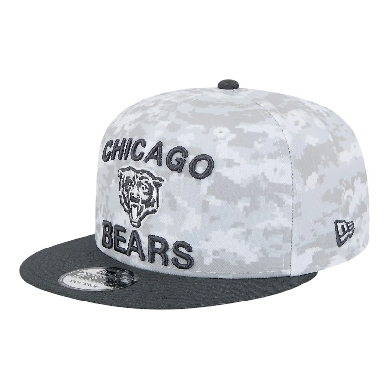 Chicago Bears White Camo and Graphite 2024 NFL Salute to Service New Era 9FIFTY Snapback Hat