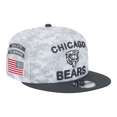 Chicago Bears White Camo and Graphite 2024 NFL Salute to Service New Era 9FIFTY Snapback Hat