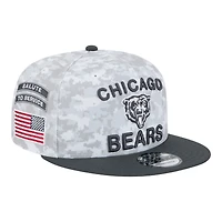 Chicago Bears White Camo and Graphite 2024 NFL Salute to Service New Era 9FIFTY Snapback Hat