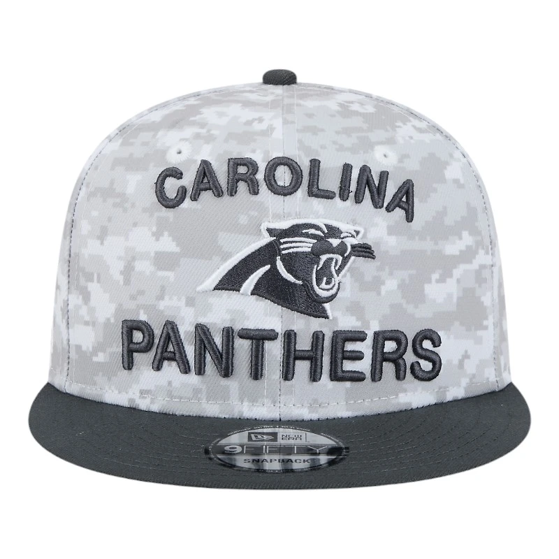 Carolina Panthers White Camo and Graphite 2024 NFL Salute to Service New Era 9FIFTY Snapback Hat