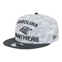 Carolina Panthers White Camo and Graphite 2024 NFL Salute to Service New Era 9FIFTY Snapback Hat