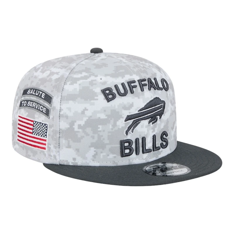 Buffalo Bills White Camo and Graphite 2024 NFL Salute to Service New Era 9FIFTY Snapback Hat